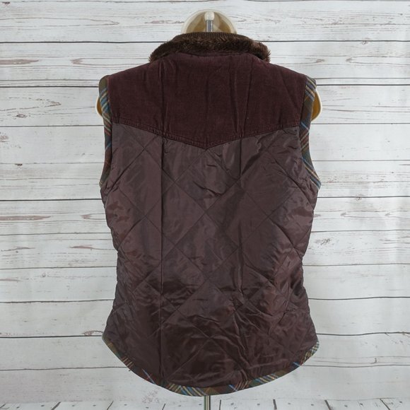 CAbi #694 Brown Quilted Vest Corduroy Trim Medium - Picture 4 of 9